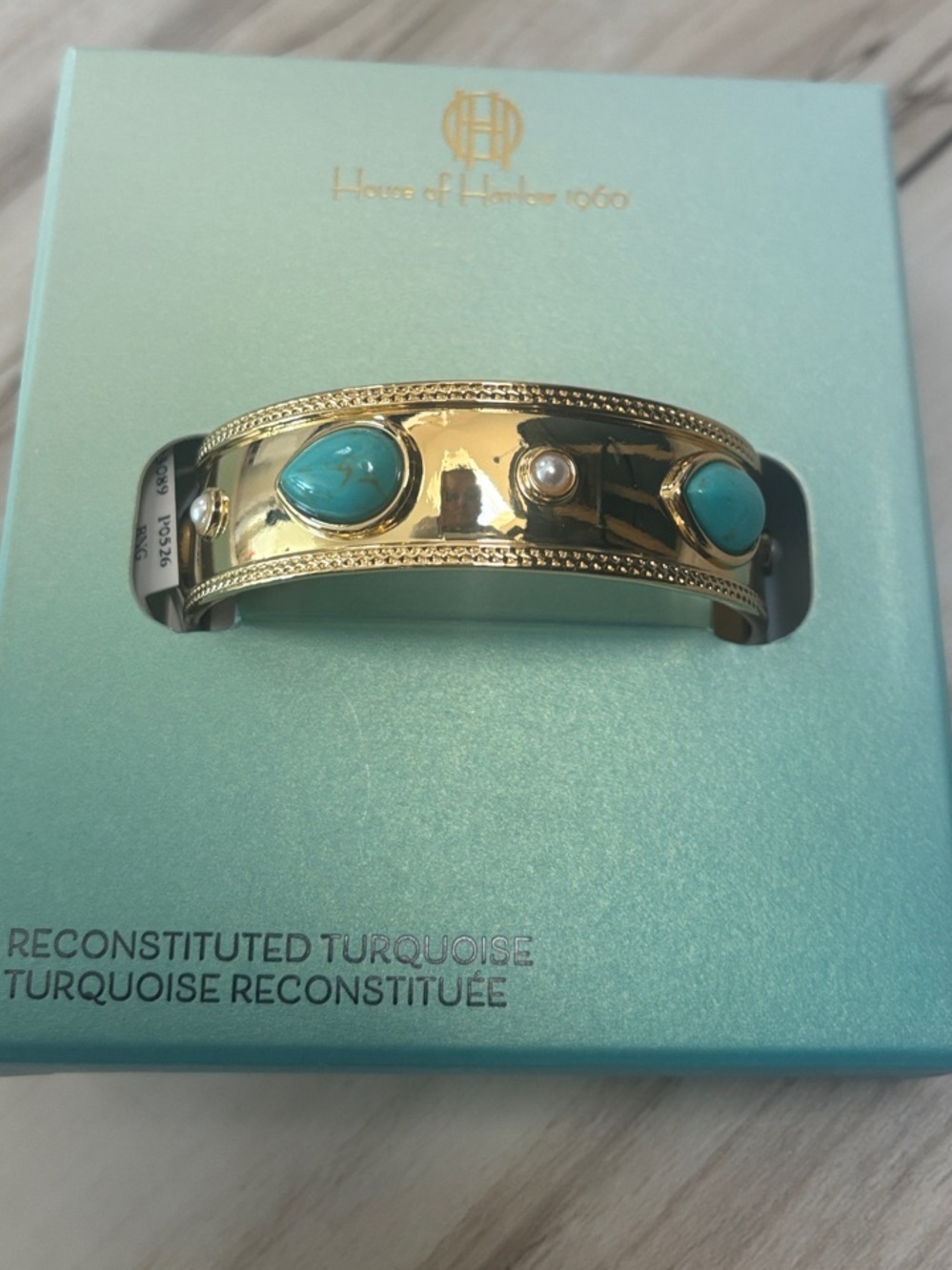 House of Harlow 1960 Gold Cuff with Turquoise Stones